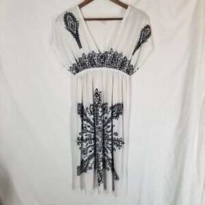 5th‎ & Love Women's Paisley Short Sleeve Dress Size Med White Black